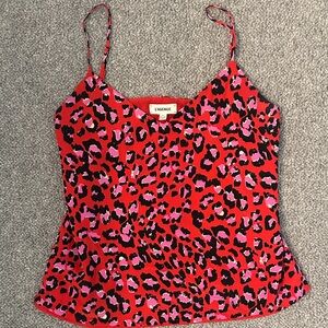 L'AGENCE Vibrant Red and Pink Animal Print Dress